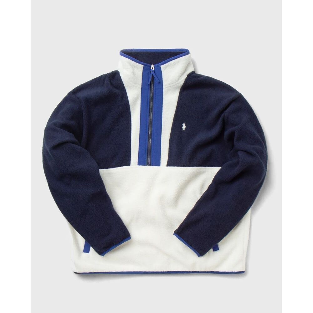 Polo Ralph Lauren Vintage Half Zip Fleece Sweatshirt Blue White Large